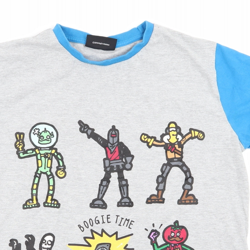 Fortnite Boys Grey   Basic T-Shirt Size L  - Boogie Time