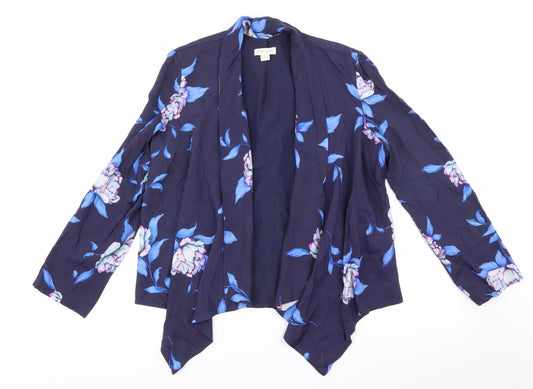 Monsoon Womens Blue Floral  Jacket  Size 14  - Waterfall Jacket Pink Purple Aqua Flowers