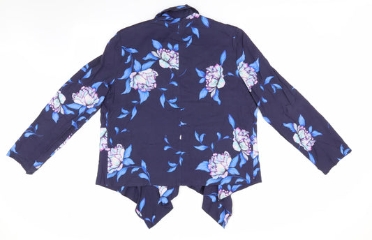Monsoon Womens Blue Floral  Jacket  Size 14  - Waterfall Jacket Pink Purple Aqua Flowers