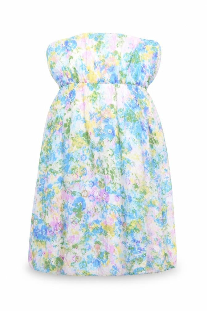 Topshop Womens Blue Floral  Slip Dress  Size S  - Elasticated bust & low waist to back