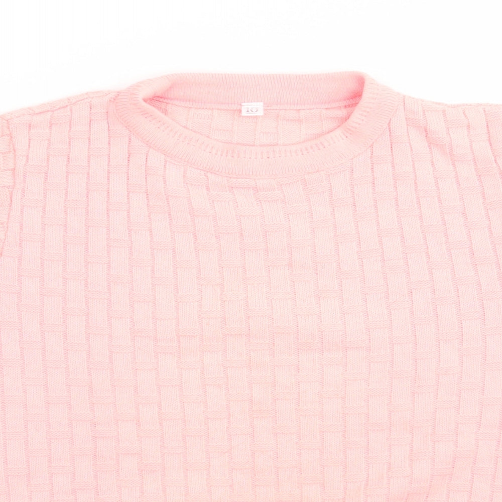 Preworn Womens Orange Geometric  Pullover Jumper Size 10  - Florescent