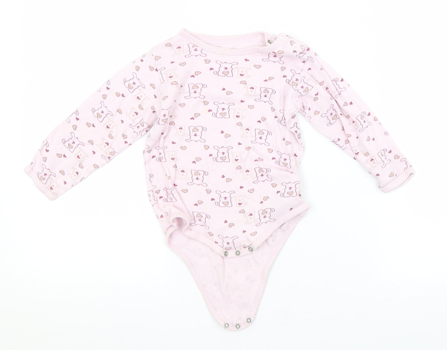 Preworn Baby Pink Animal Print  Babygrow One-Piece Size 18 Months
