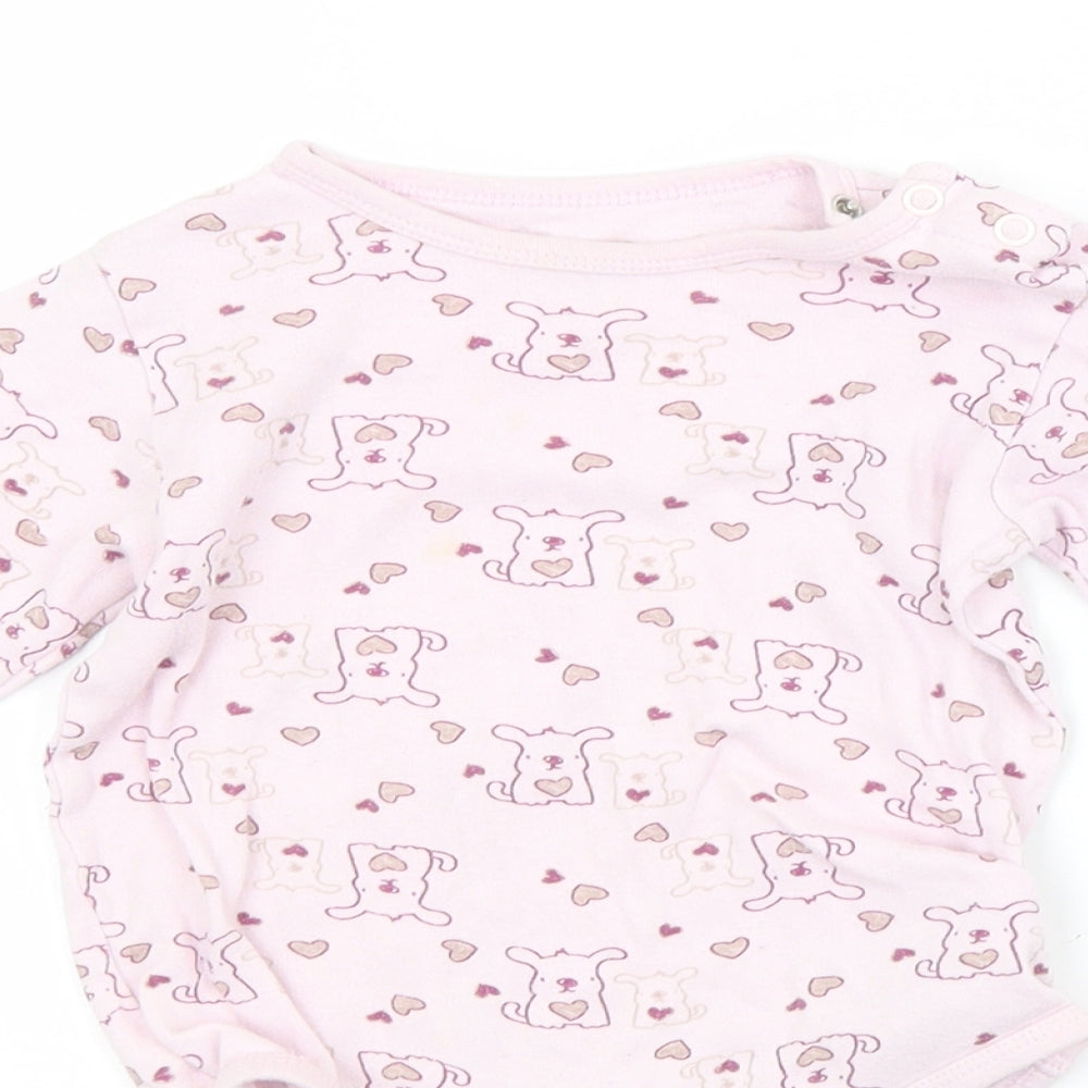 Preworn Baby Pink Animal Print  Babygrow One-Piece Size 18 Months