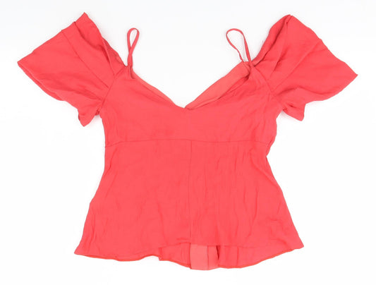 Topshop Womens Red   Basic T-Shirt Size 10