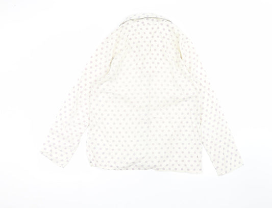 Marks and Spencer Womens White Polka Dot  Basic Button-Up Size 12