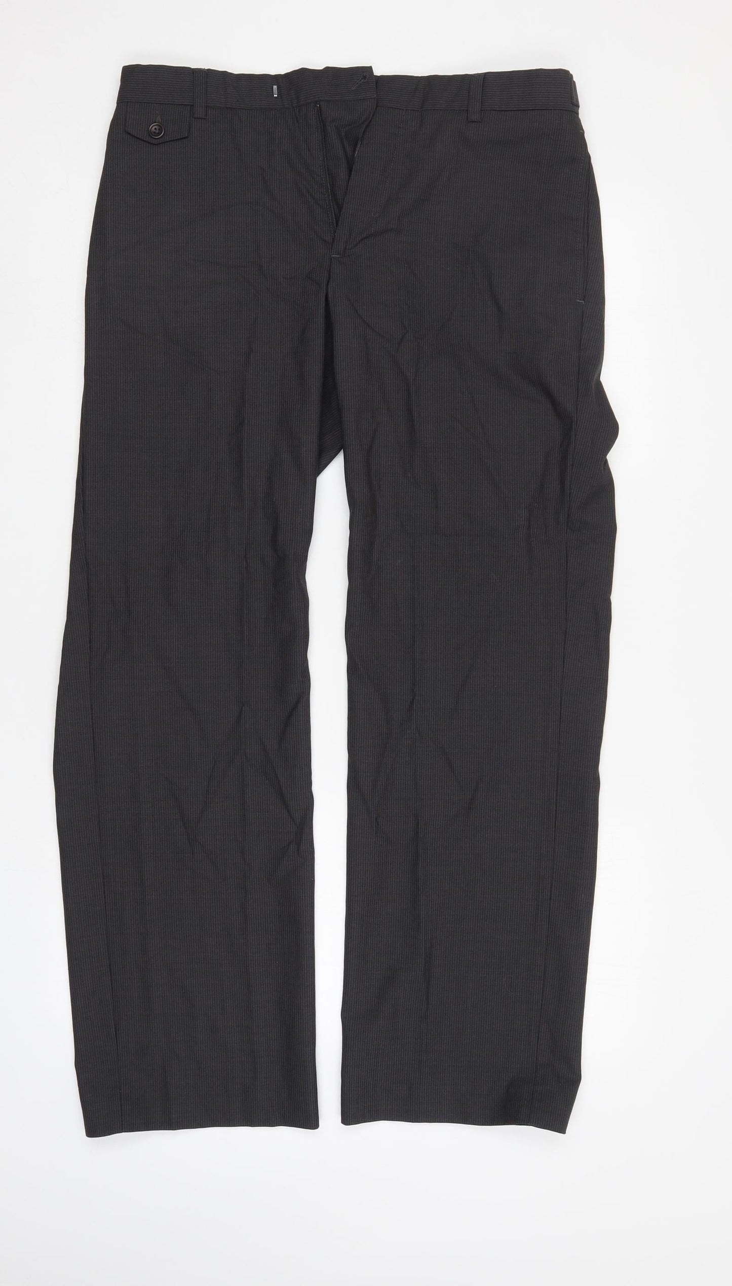 Preworn Womens Grey Striped  Trousers  Size 35 in L31 in