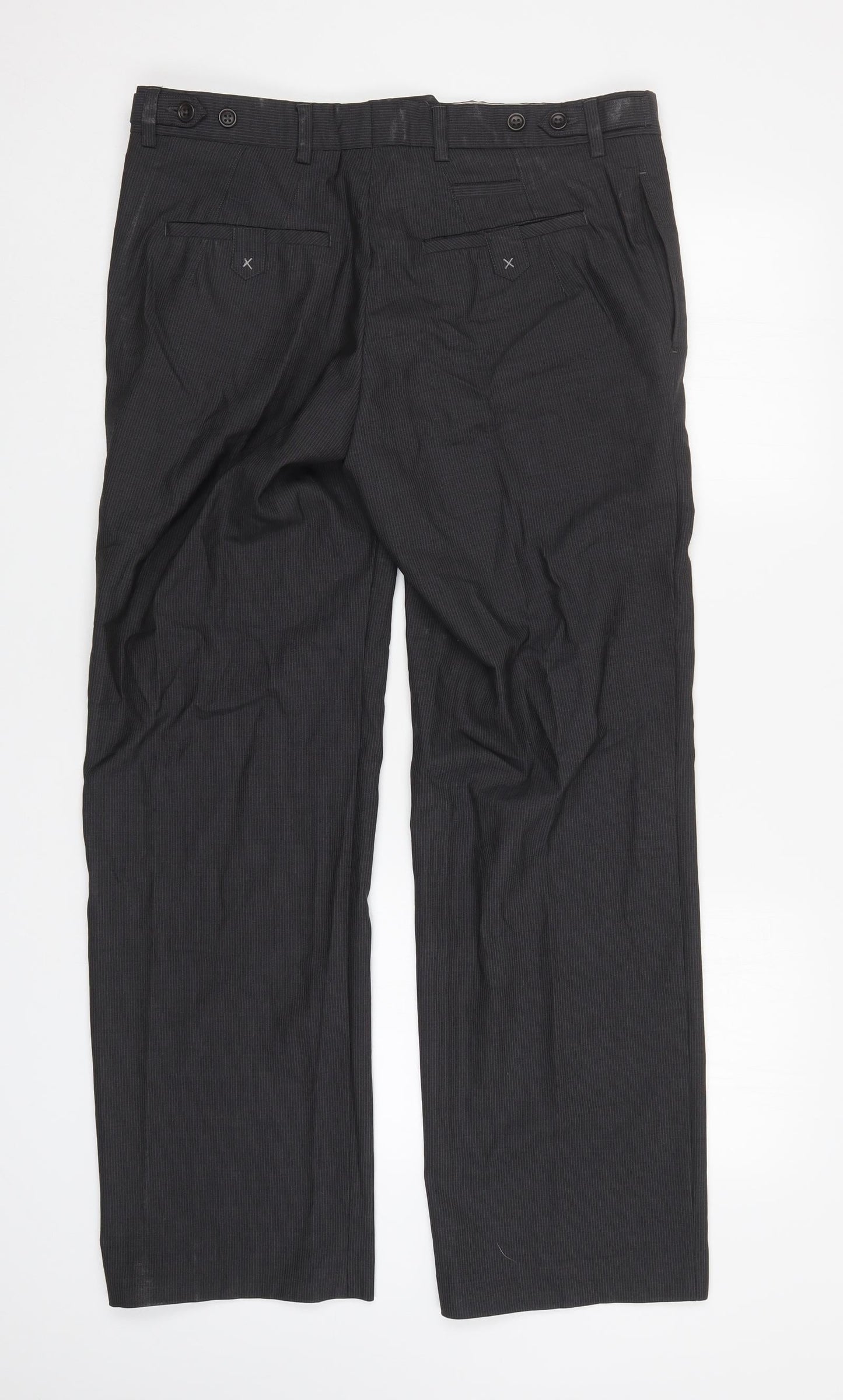 Preworn Womens Grey Striped  Trousers  Size 35 in L31 in