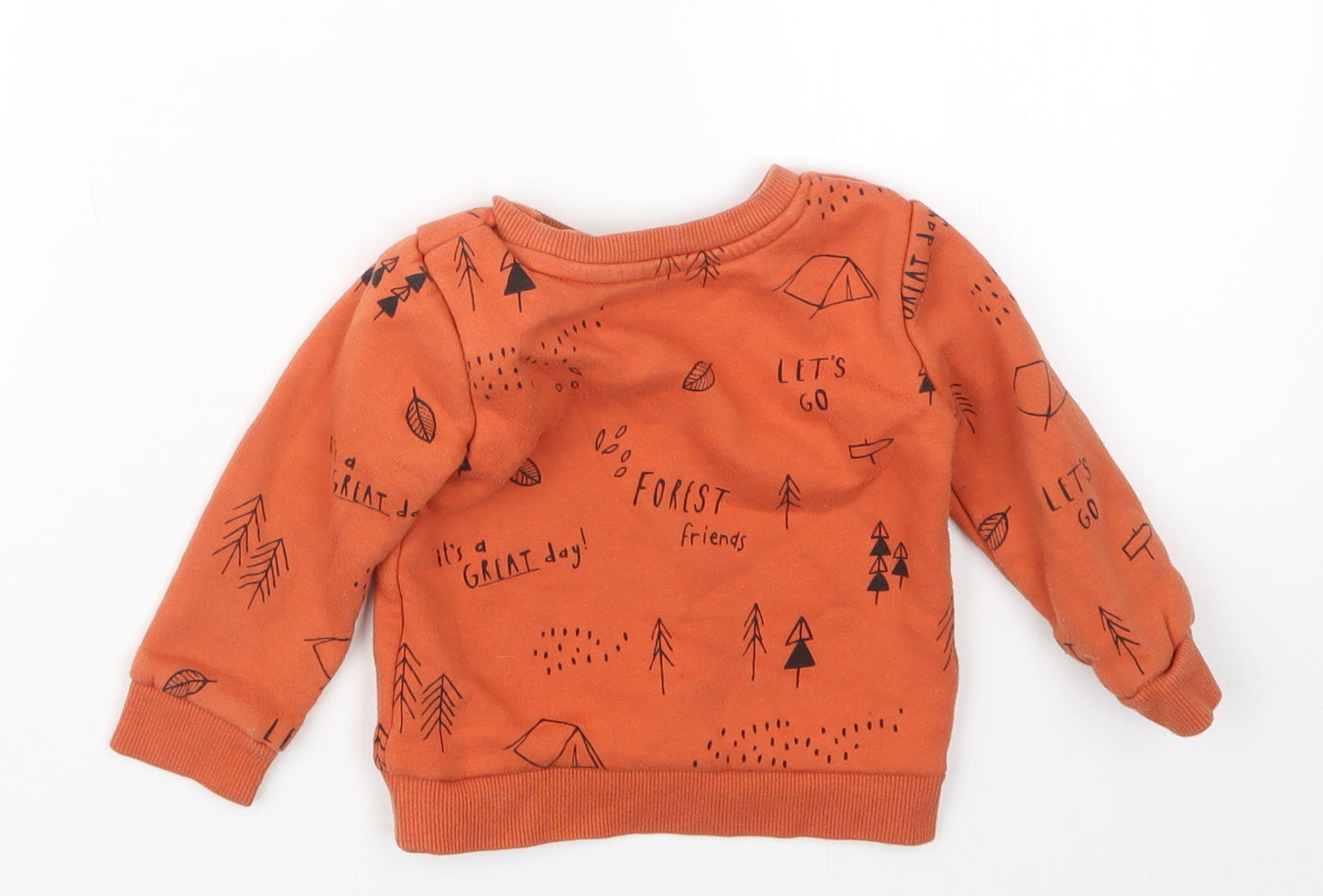 Primark Boys Orange Geometric  Pullover Jumper Size 9-12 Months