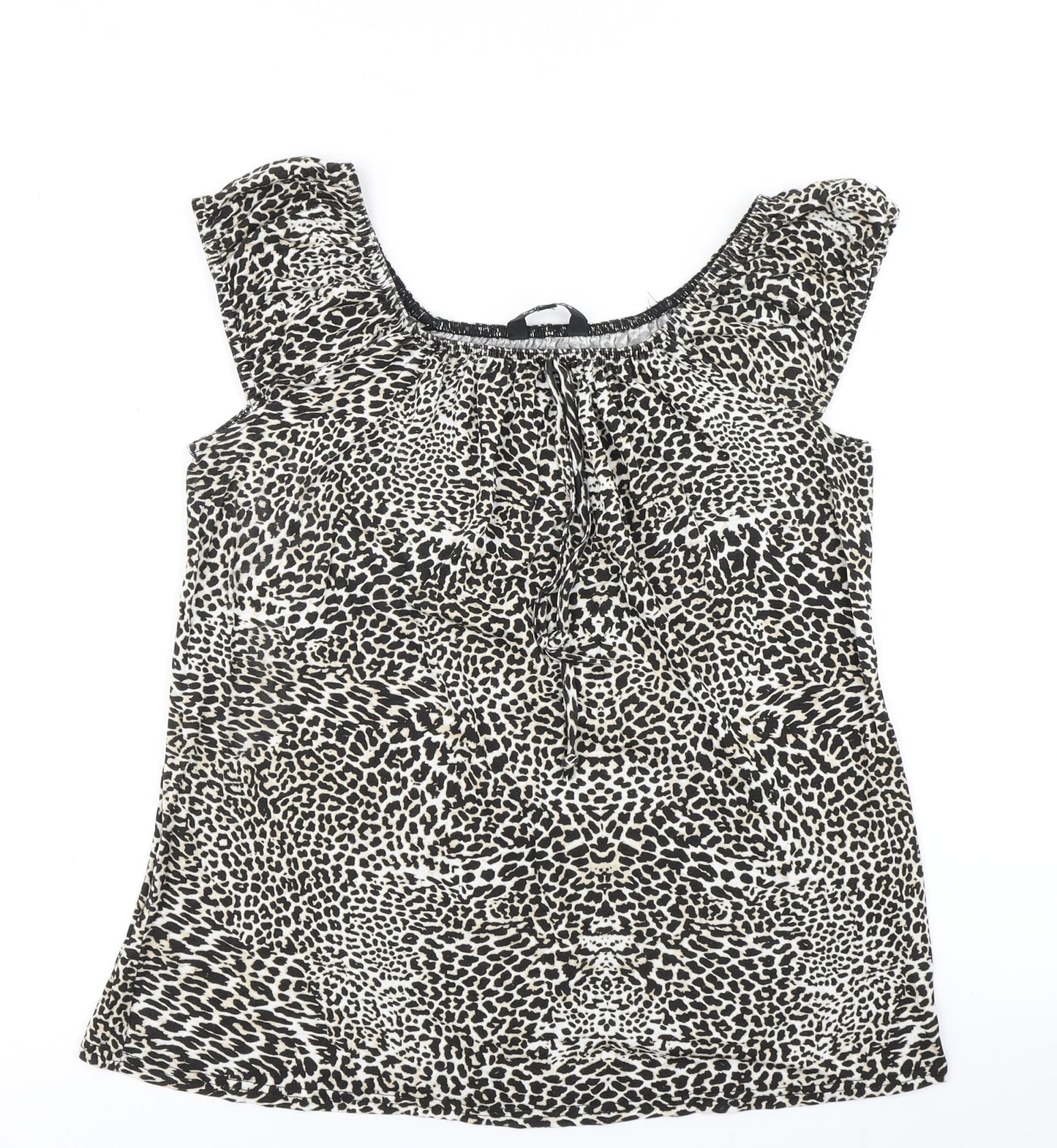 Peacocks Womens Brown Animal Print  Basic T-Shirt Size 14