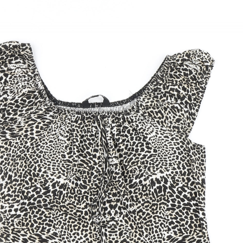 Peacocks Womens Brown Animal Print  Basic T-Shirt Size 14