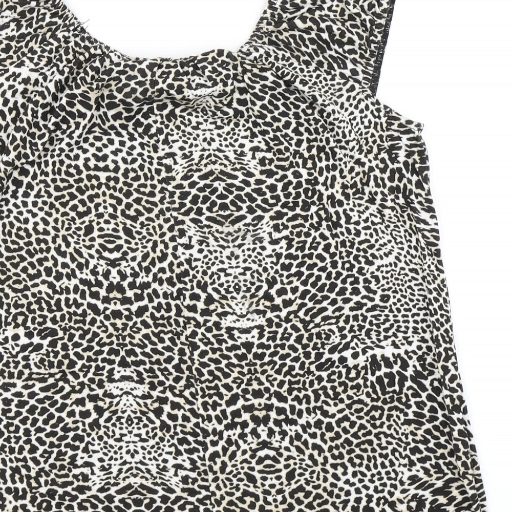 Peacocks Womens Brown Animal Print  Basic T-Shirt Size 14