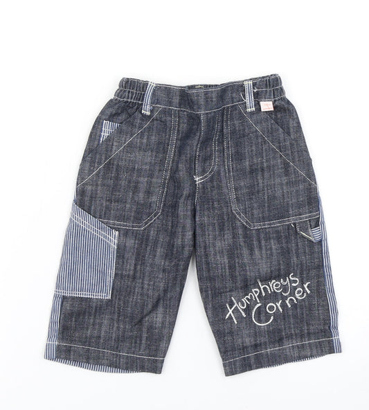 Mothercare Boys Blue Striped Denim Cargo Jeans Size 3-6 Months