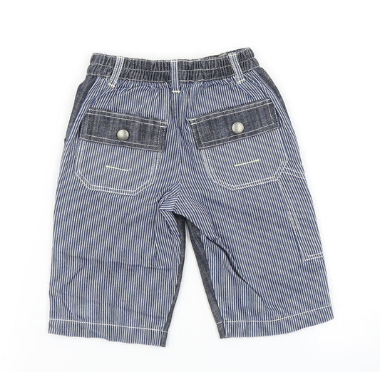 Mothercare Boys Blue Striped Denim Cargo Jeans Size 3-6 Months