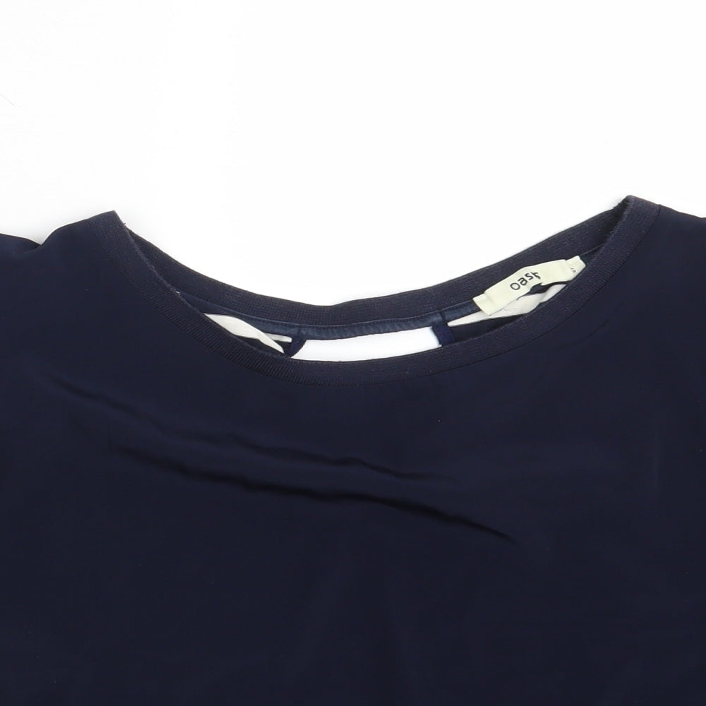 Oasis Womens Blue Striped  Basic T-Shirt Size S
