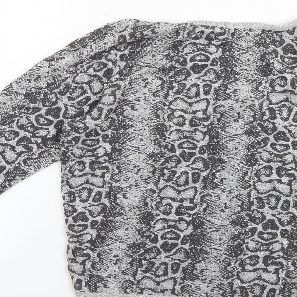 limited collection Womens Silver Animal Print  Pullover Jumper Size 10