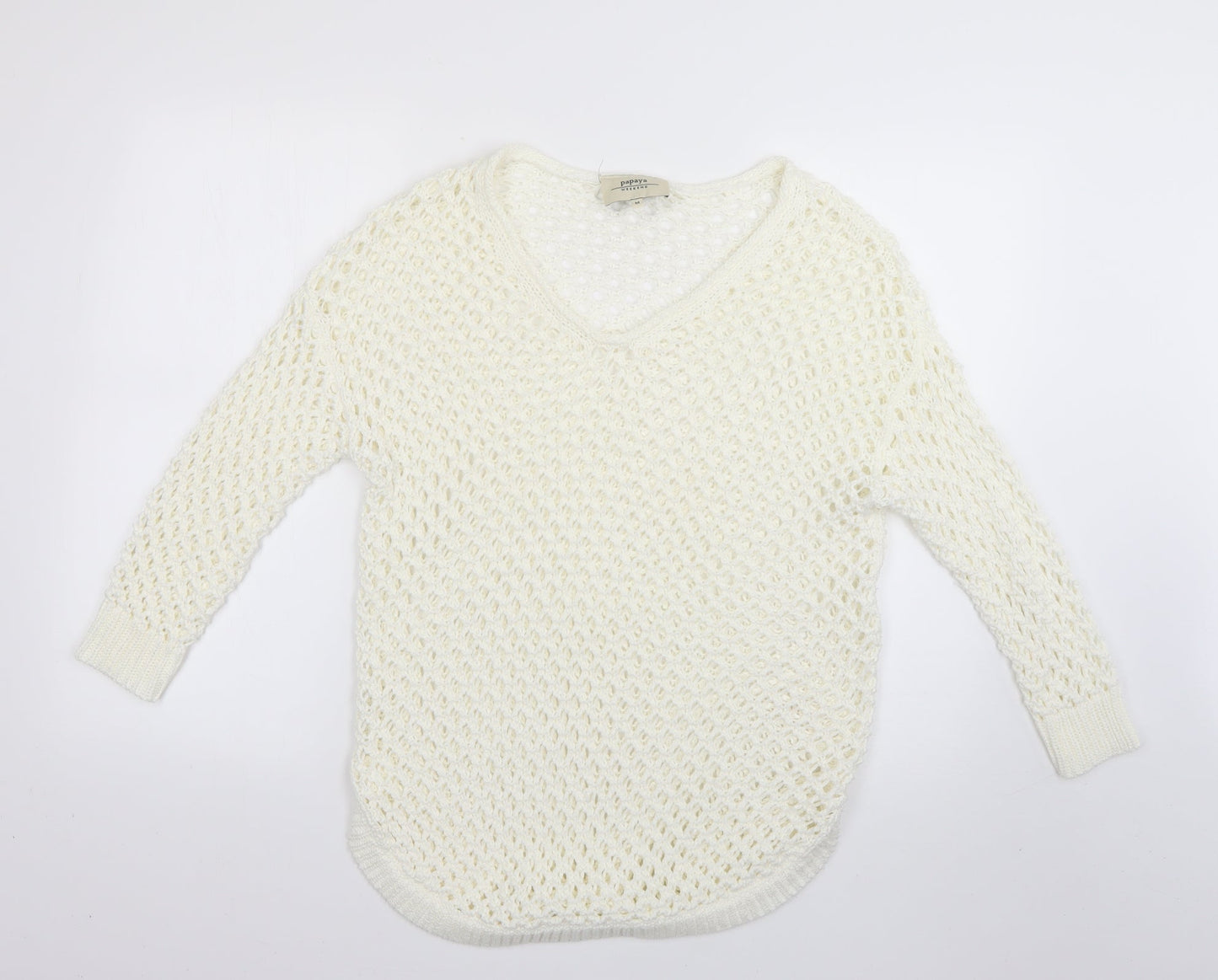 Papaya Womens White   Pullover Jumper Size M