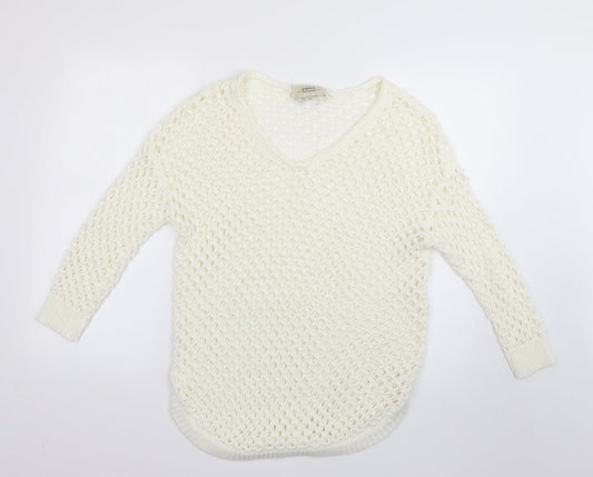 Papaya Womens White   Pullover Jumper Size M