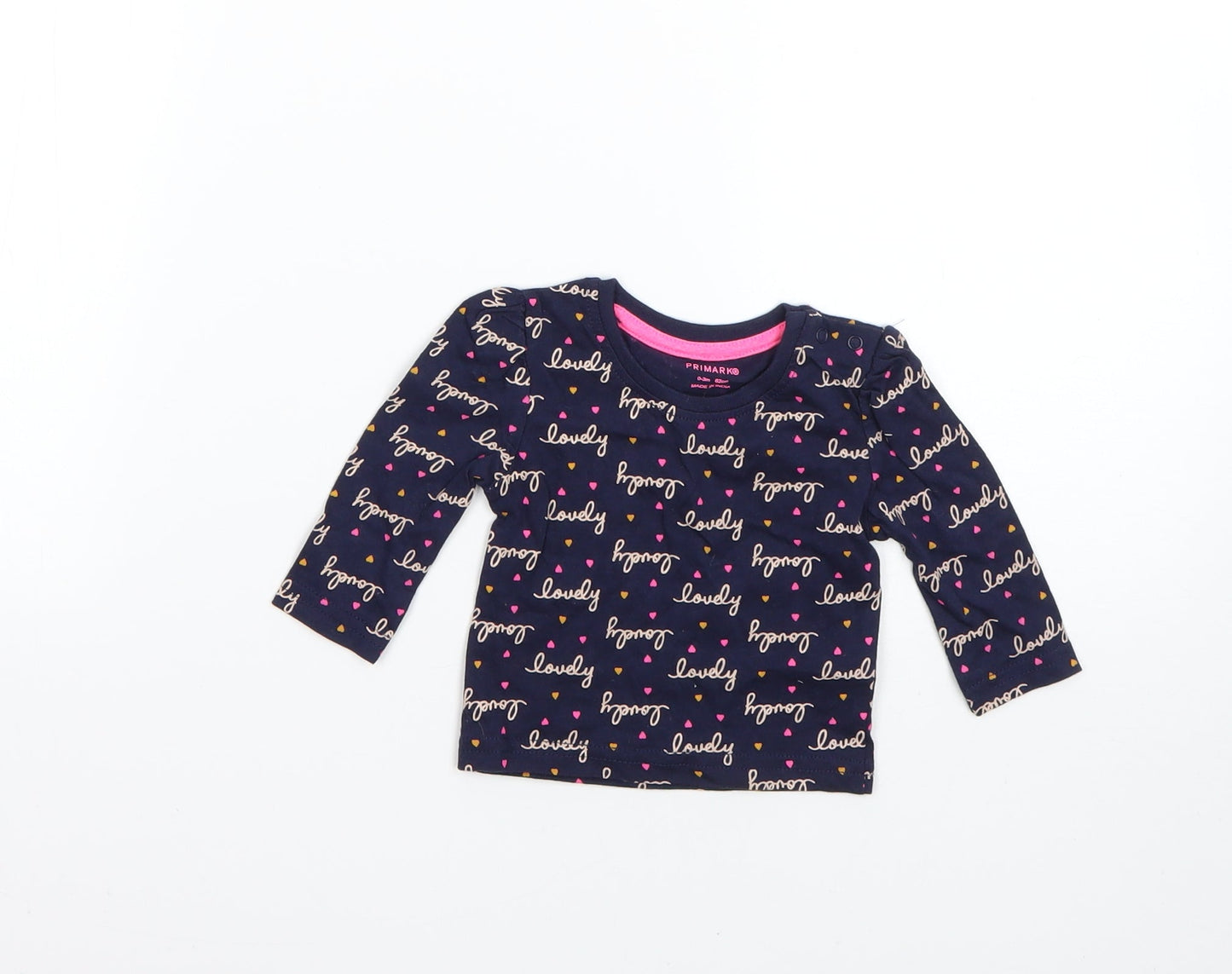 Primark Baby Blue Geometric  Basic T-Shirt Size 0-3 Months