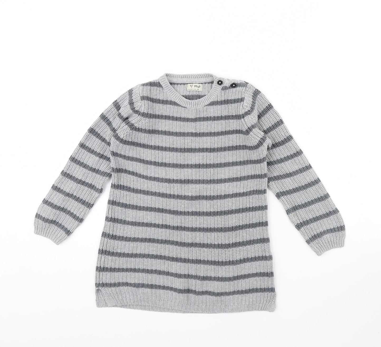 NEXT Girls Grey Striped  Pullover Jumper Size 5 Years