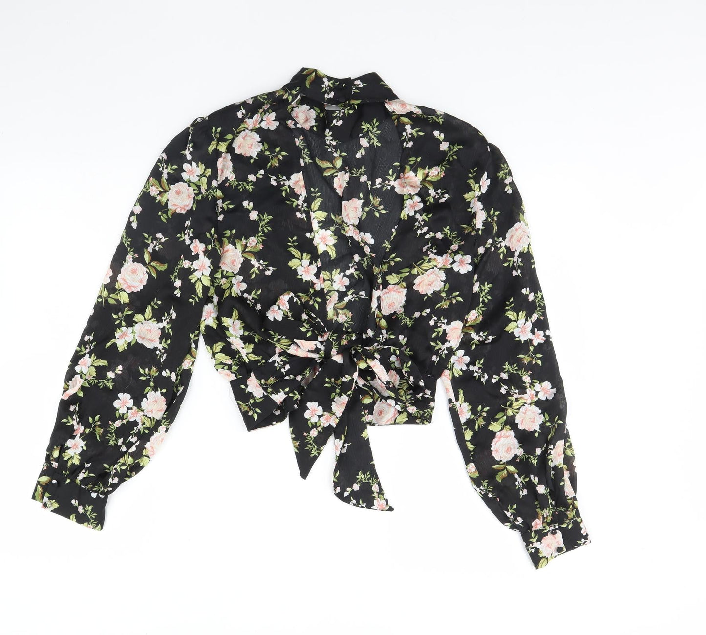 Topshop Womens Black Floral  Basic Blouse Size 6