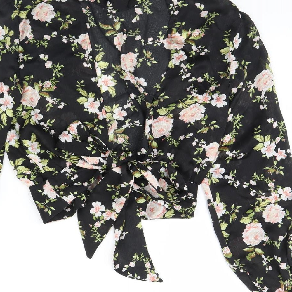 Topshop Womens Black Floral  Basic Blouse Size 6