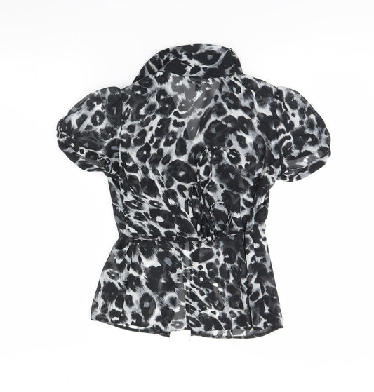 Debenhams Womens Blue Animal Print  Basic Button-Up Size 6