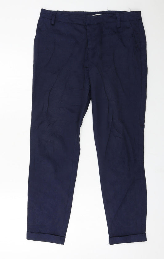oodji Womens Blue Floral  Trousers  Size 12 L29 in