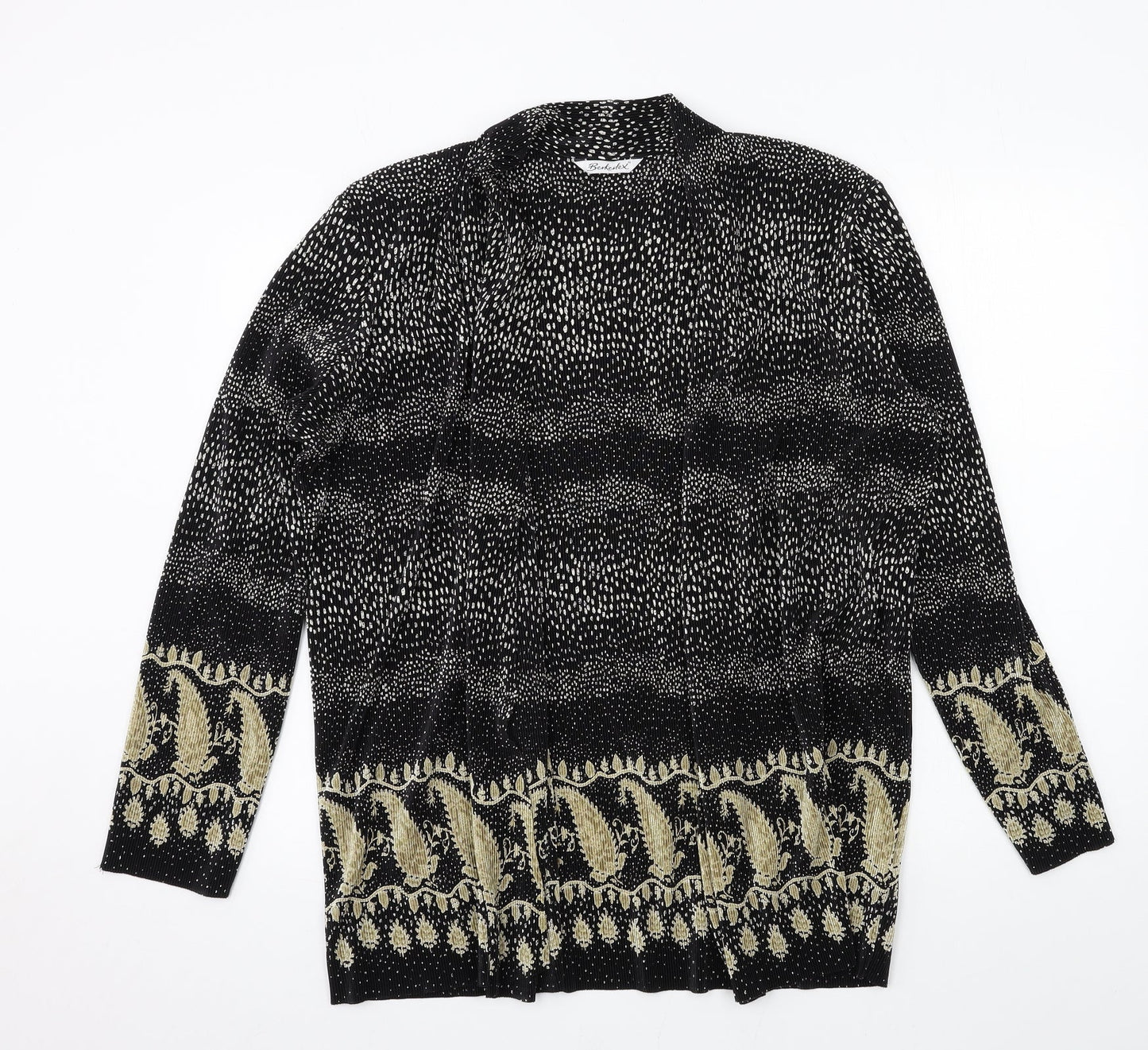 Berkertex Womens Black Geometric  Cardigan Jumper Size 14  - Pleated