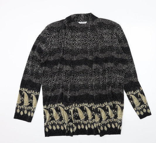 Berkertex Womens Black Geometric  Cardigan Jumper Size 14  - Pleated