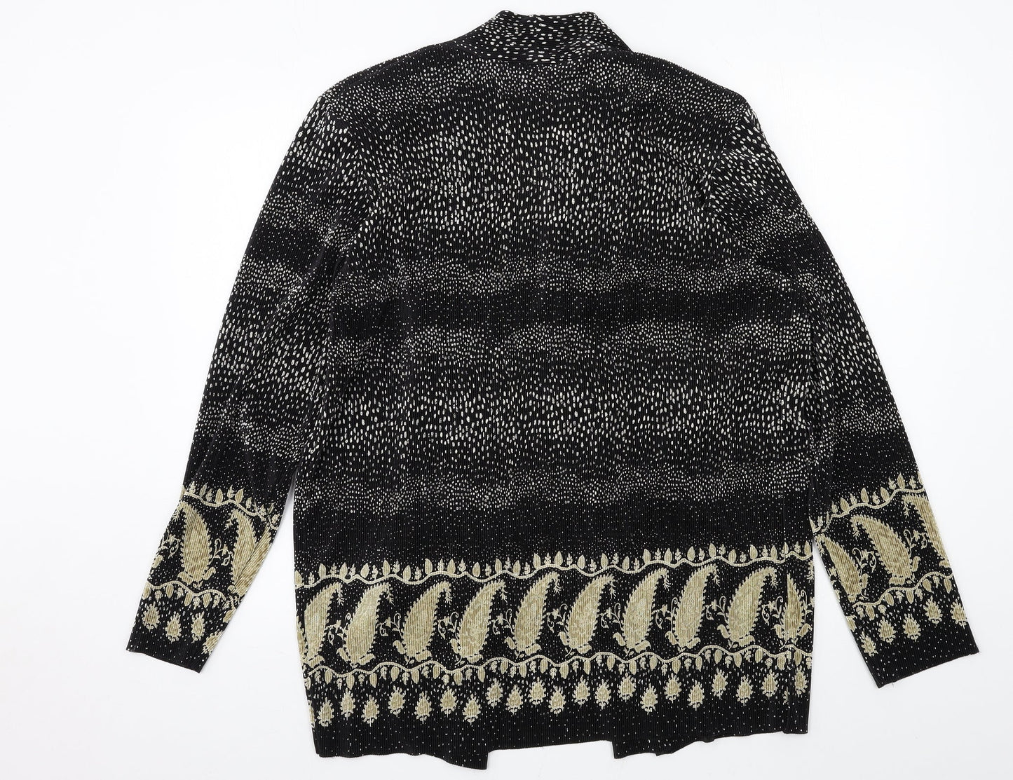Berkertex Womens Black Geometric  Cardigan Jumper Size 14  - Pleated