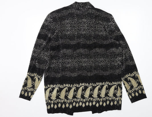 Berkertex Womens Black Geometric  Cardigan Jumper Size 14  - Pleated