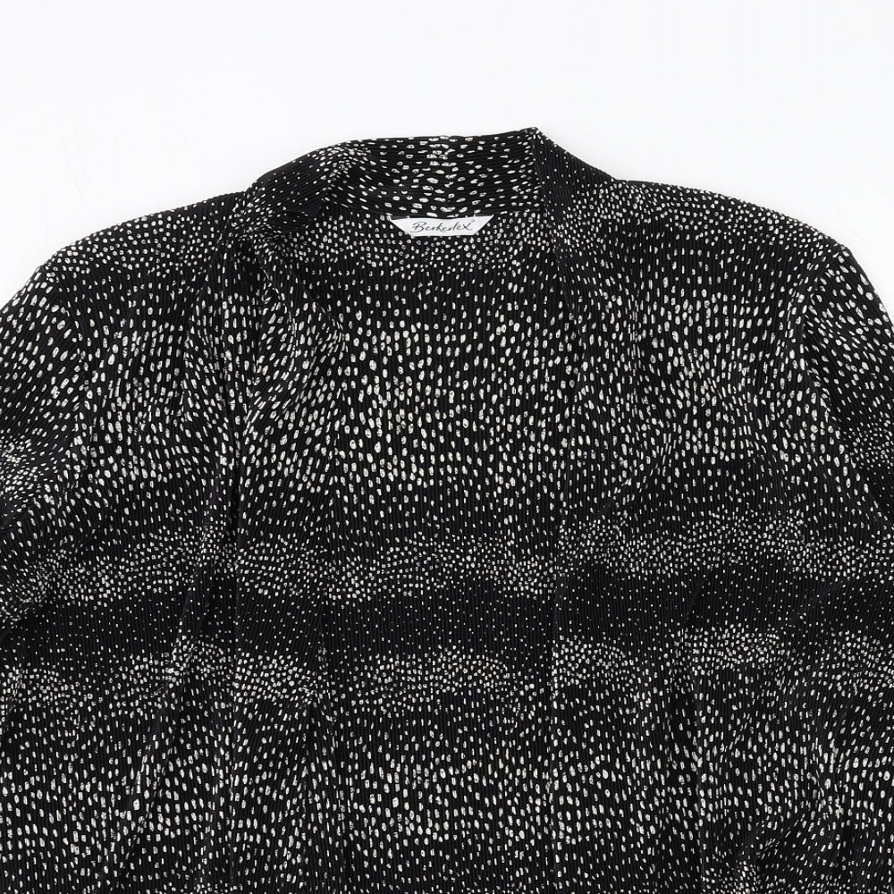 Berkertex Womens Black Geometric  Cardigan Jumper Size 14  - Pleated