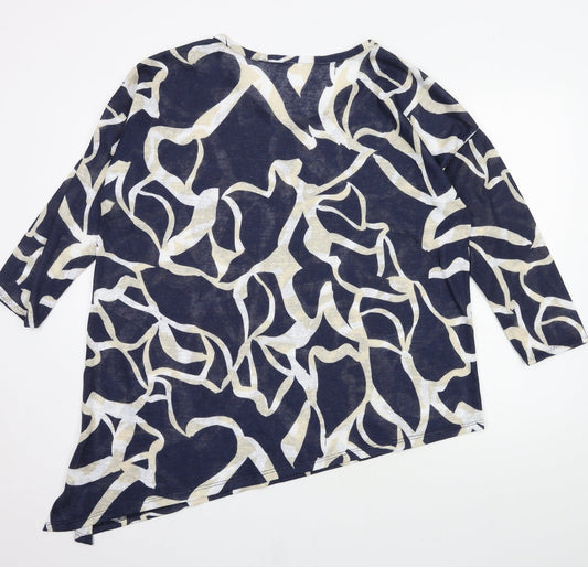 Wallis Womens Blue Geometric Jersey Basic T-Shirt Size 12