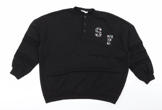 stuffle Womens Black Floral  Pullover Jumper Size 10