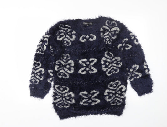 Kela loves london Womens Blue Floral  Pullover Jumper Size L