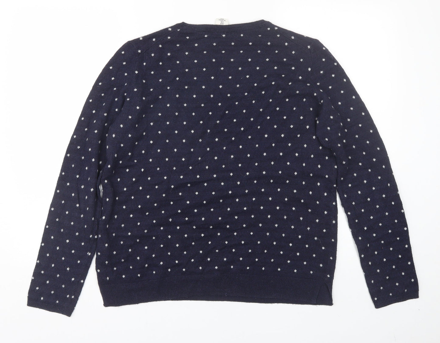 H&M Womens Blue Polka Dot  Pullover Jumper Size M