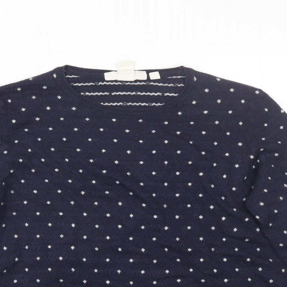H&M Womens Blue Polka Dot  Pullover Jumper Size M