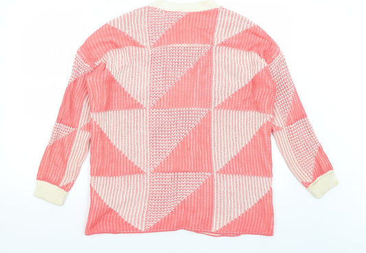 New Look Womens Red Geometric  Shrug Jumper Size 14