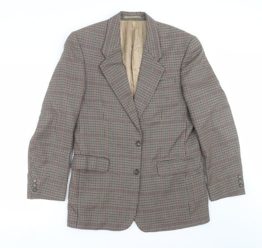 Classics Mens Beige Houndstooth  Jacket Suit Jacket Size 38