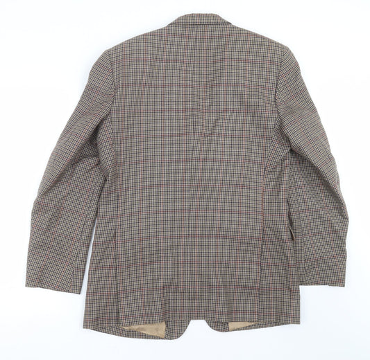 Classics Mens Beige Houndstooth  Jacket Suit Jacket Size 38