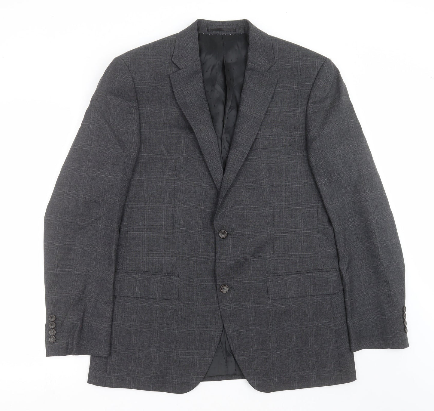Blazer Mens Grey Check  Jacket Suit Jacket Size 40