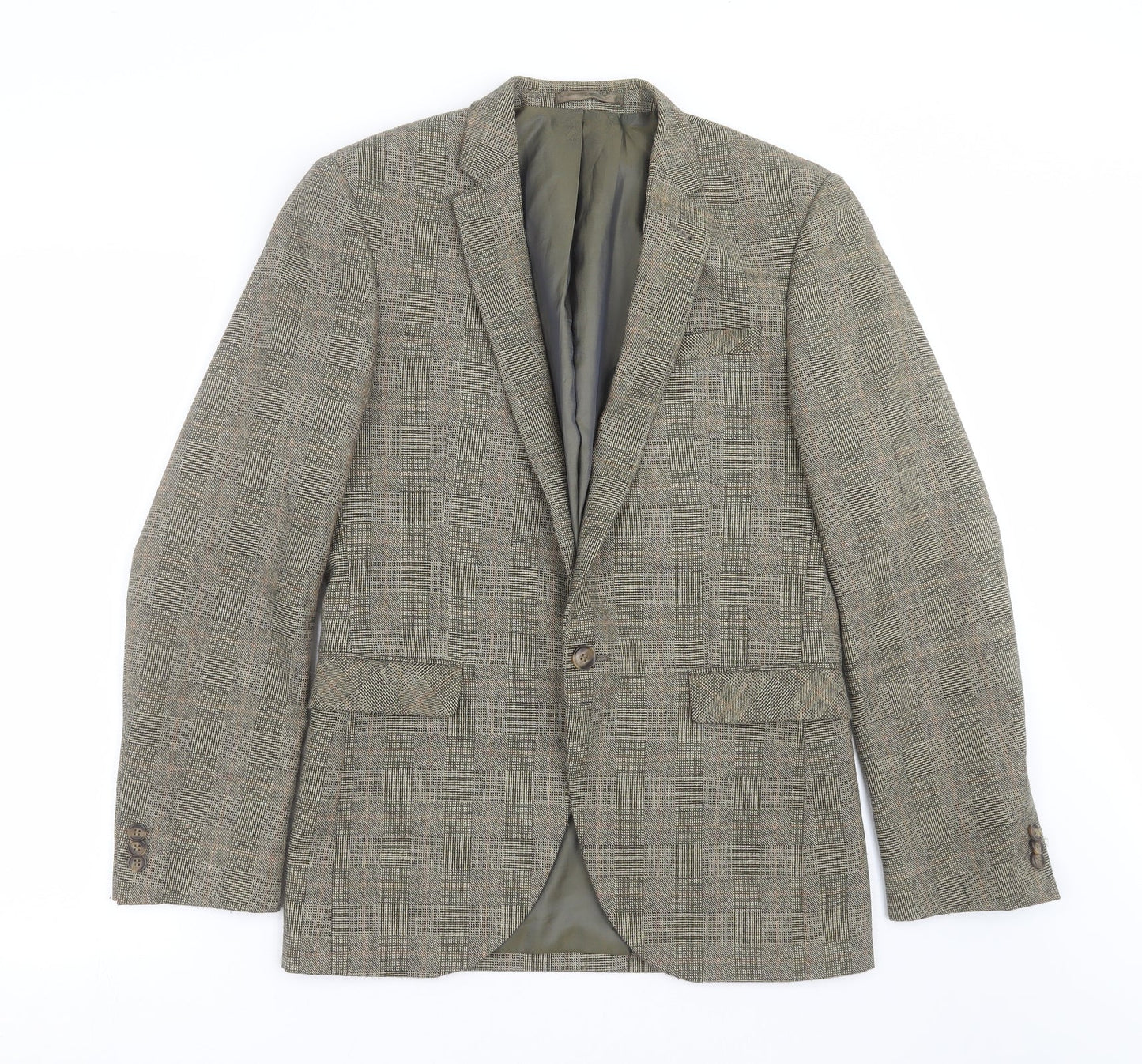 Butler & Webb Mens Green Check  Jacket Suit Jacket Size 36