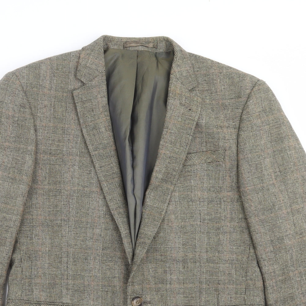 Butler & Webb Mens Green Check  Jacket Suit Jacket Size 36