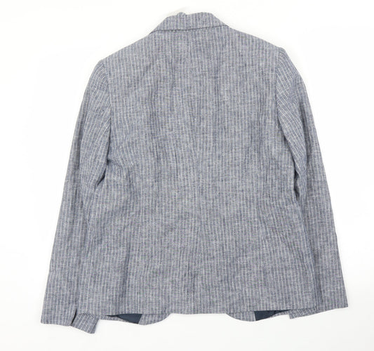 BM Womens Blue Striped  Jacket Blazer Size 12
