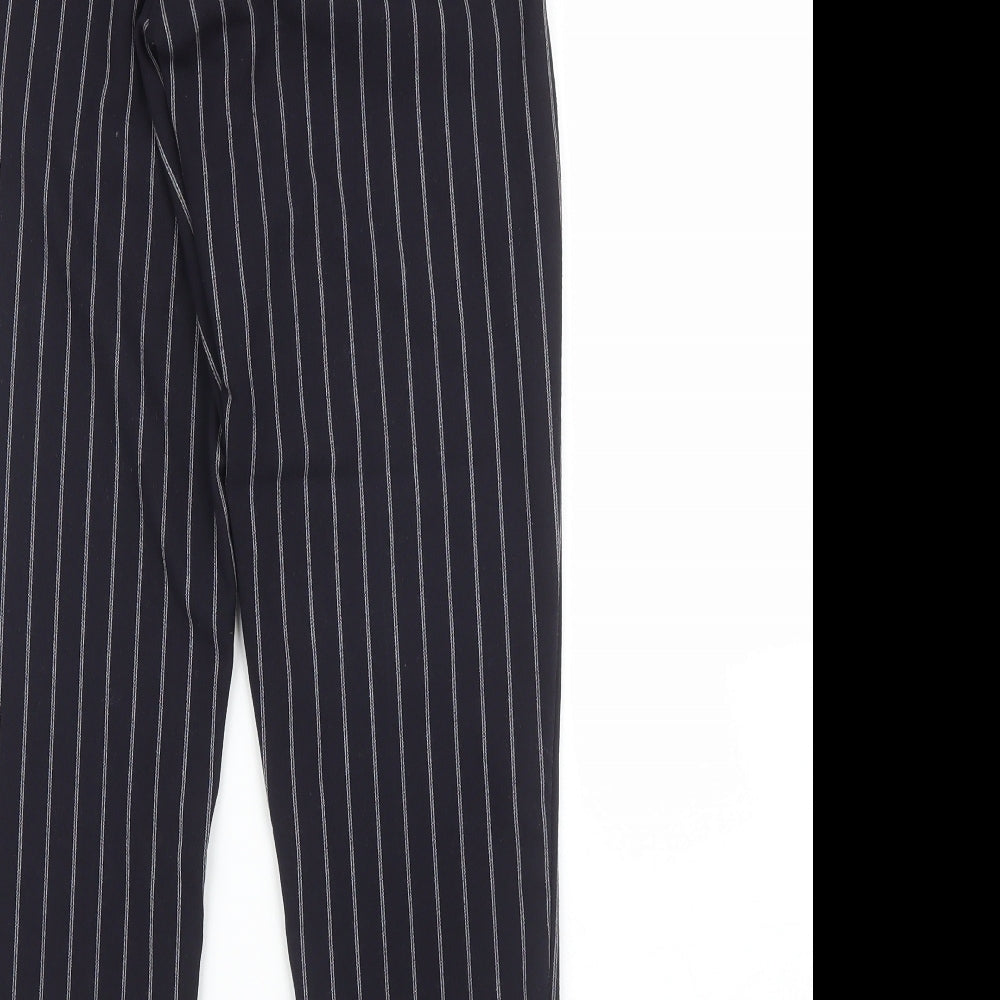 Bershka Womens Blue Striped  Carrot Trousers Size XS L24 in