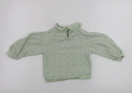 George  Girls Green Floral  Pullover Jumper Size 2 Years