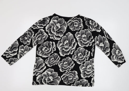 Papaya   Womens Black Floral  Pullover Jumper Size 10