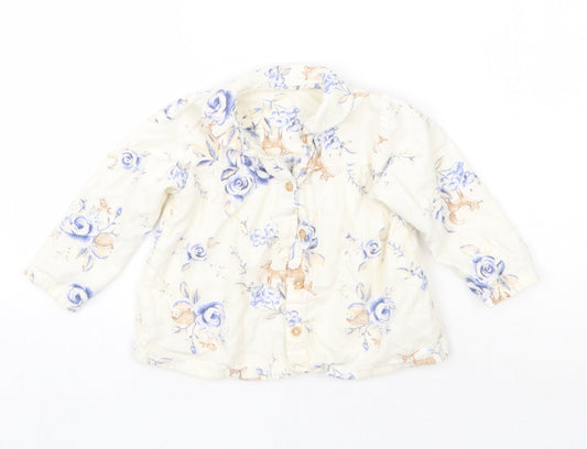 Nutmeg Girls White Floral  Basic Button-Up Size 12 Months