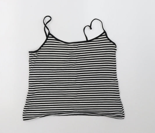 H&M Womens White Striped  Basic Tank Size L
