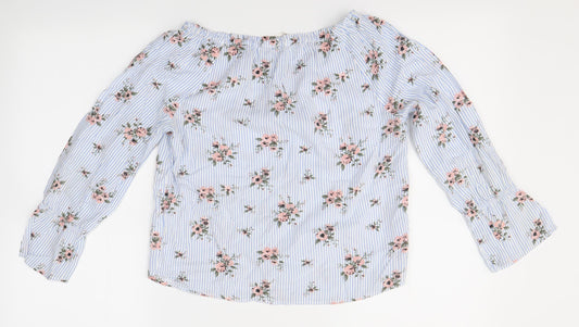 H&M Girls Blue Striped  Basic Blouse Size 13-14 Years